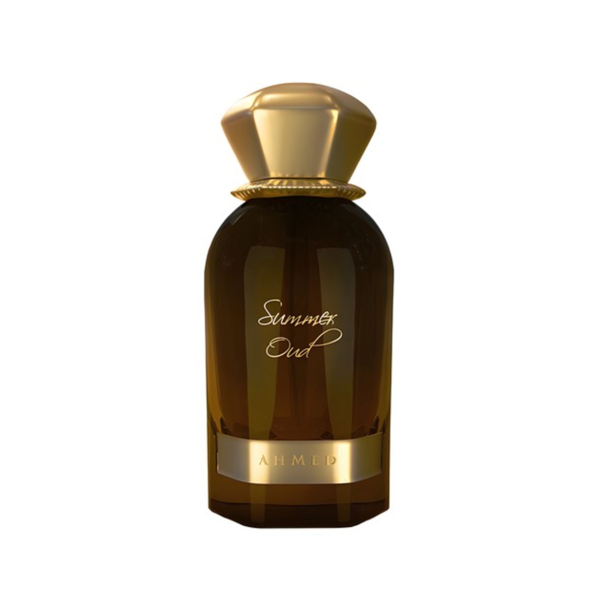 Ahmed Al Maghribi Summer Oud For Men And Women EDP 60ml bottle front view showcasing its golden cap and amber glass.