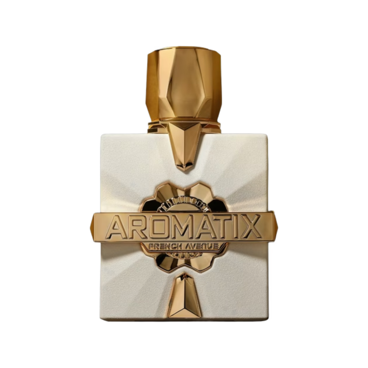 Aromatix X French Avenue Platine Blanc 100ml EDP perfume bottle front view featuring clean minimalist design and luxury silver accents