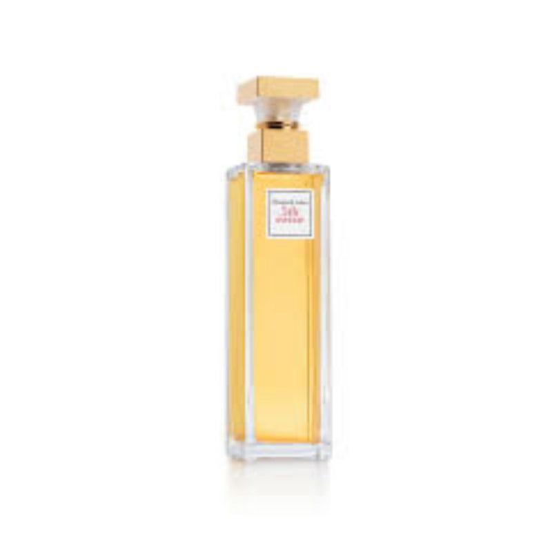 Elizabeth Arden 5th Avenue Women Edp 125ml tall slender glass bottle front view with gold accents and transparent cap