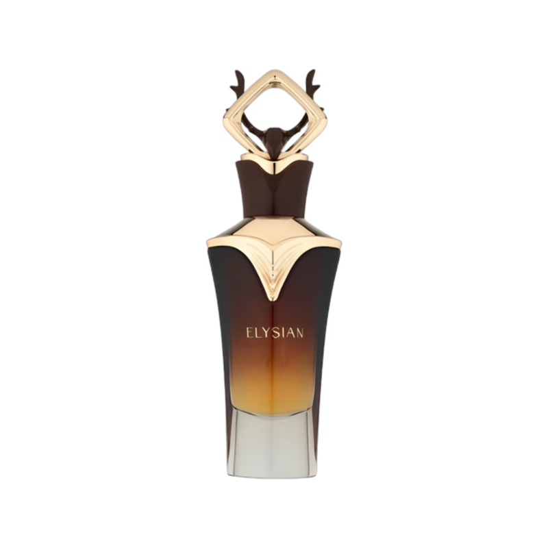 Elysian French Avenue For Men Eau De Parfum 100ml curved luxury glass bottle with golden accents