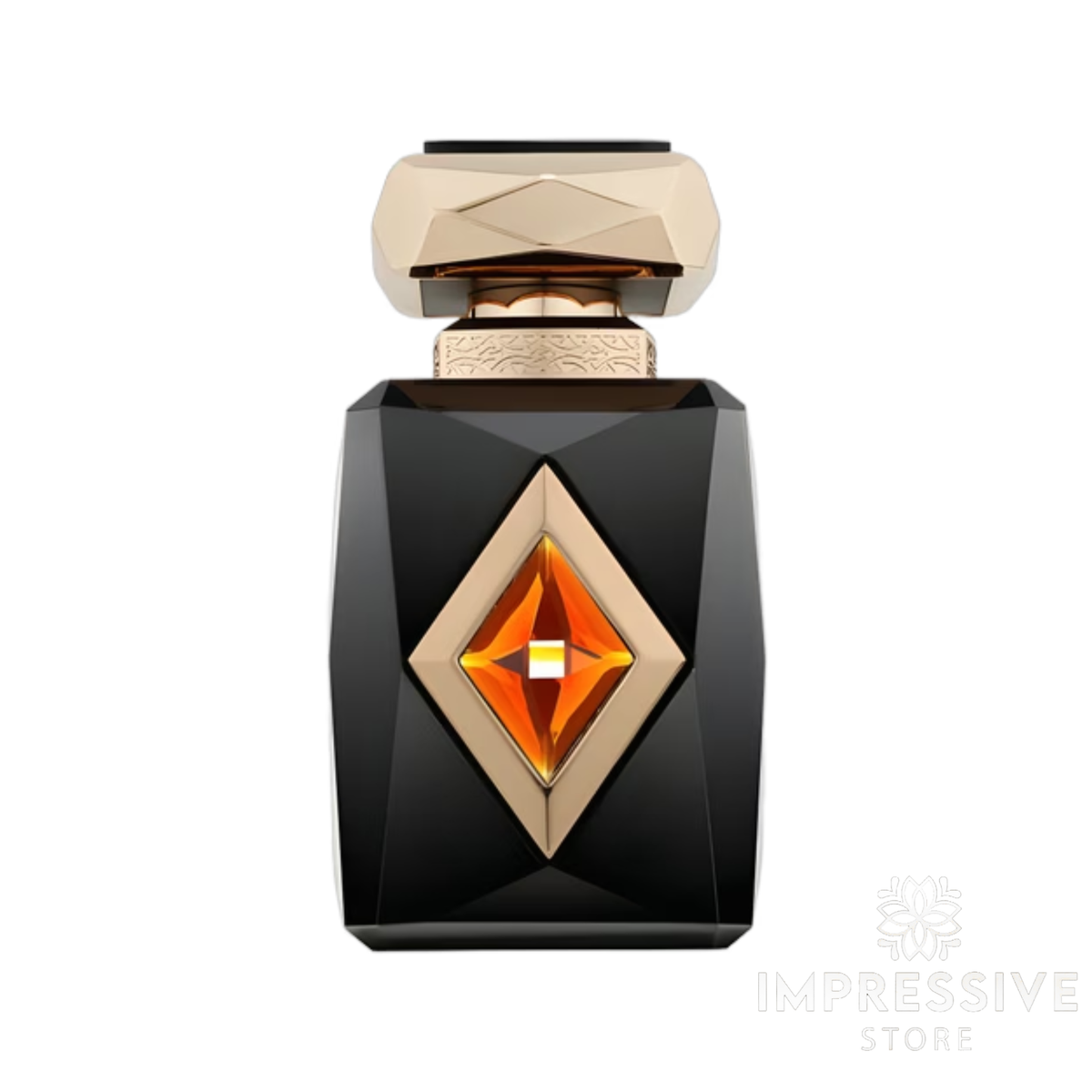 French Avenue Amber Saffron perfume bottle front view featuring clear glass and amber liquid