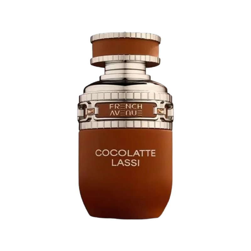 French Avenue Cocolatte Lassi 100ml EDP perfume bottle front view featuring creamy pastel aesthetic design and luxury cap
