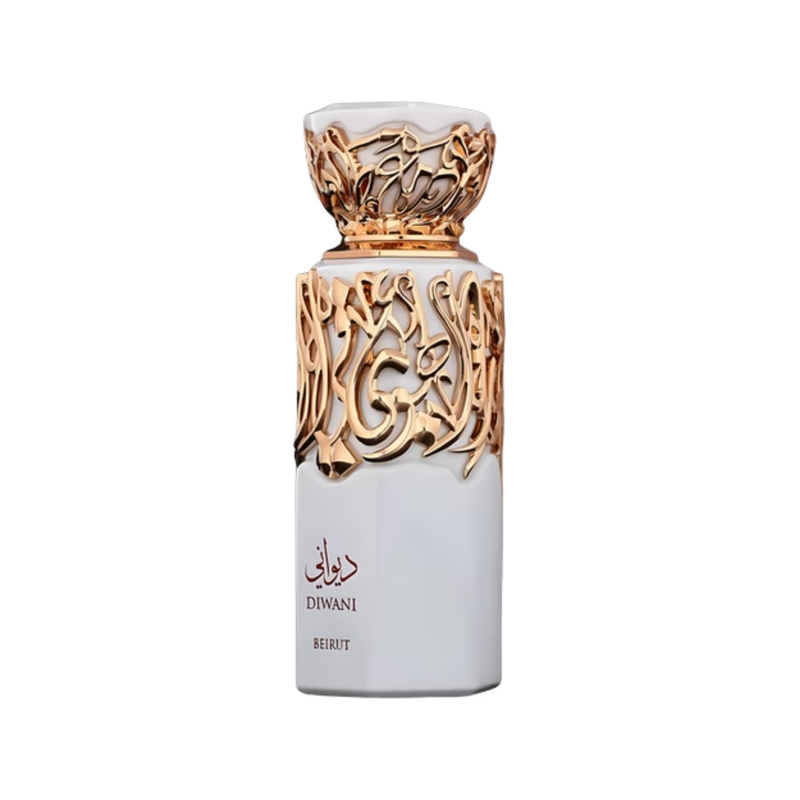 French Avenue Diwani Beirut 100ml EDP perfume bottle front view featuring oriental luxury design and metallic cap detailing