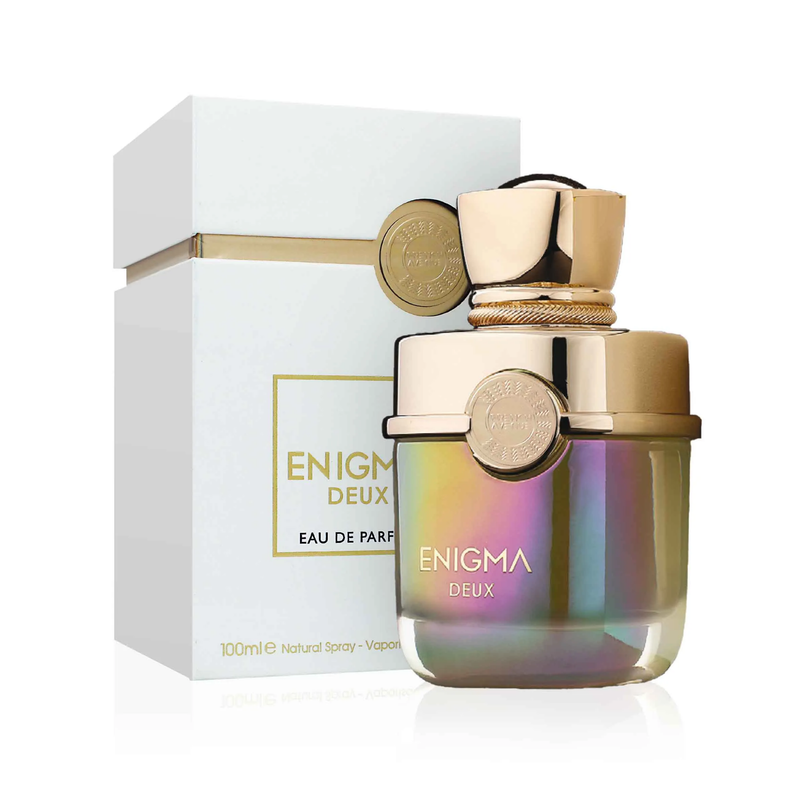French Avenue Enigma Deux Unisex Eau De Parfum 100ml perfume bottle standing beside original premium presentation box
