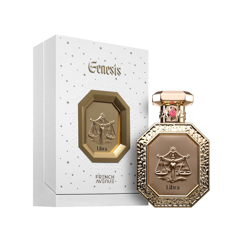 French Avenue Libra EDP 100ml Perfume Bottle Placed Beside Original Box Packaging