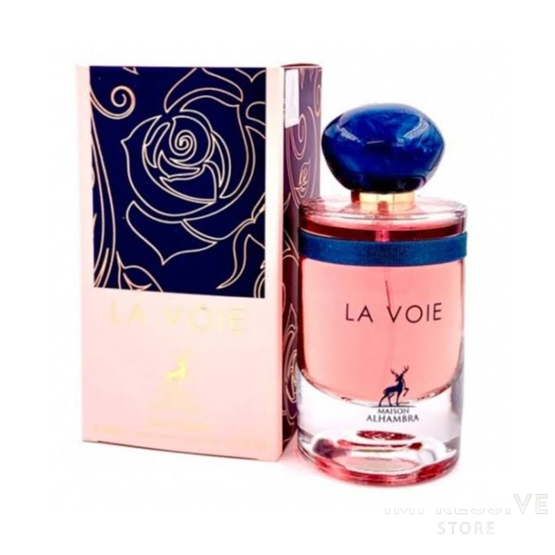 Maison Alhambra La Voie EDP For Women 100ml bottle placed next to its original retail box packaging