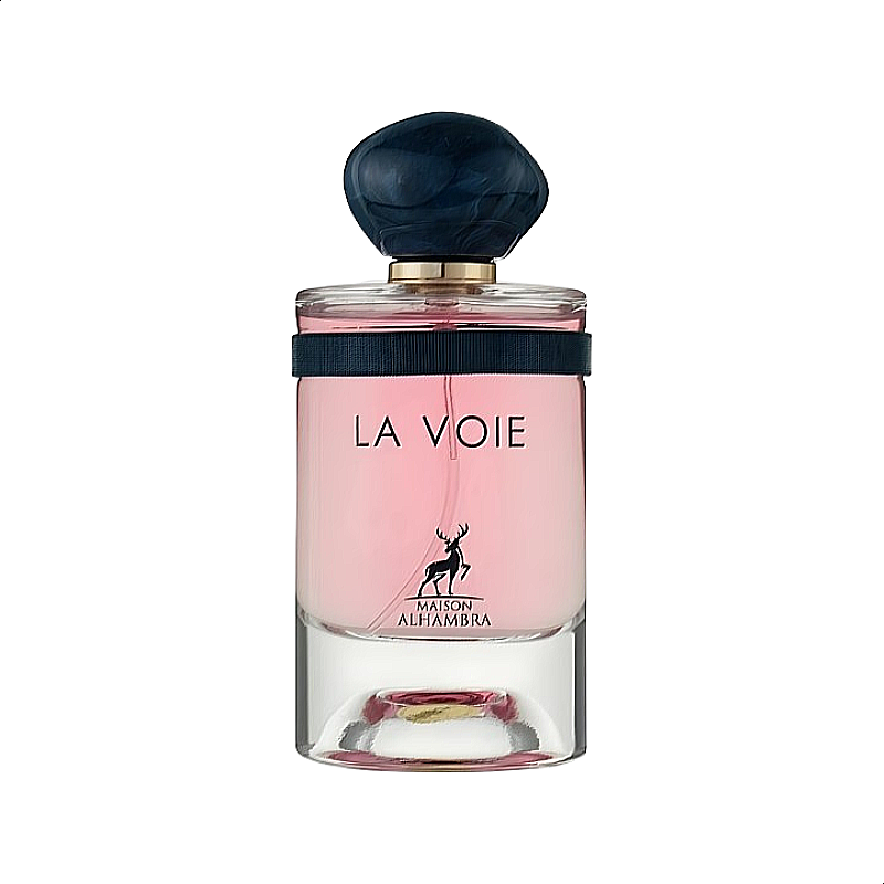 C, elegant floral fragrance packaging with blue and gold accents, white floral scent profile.