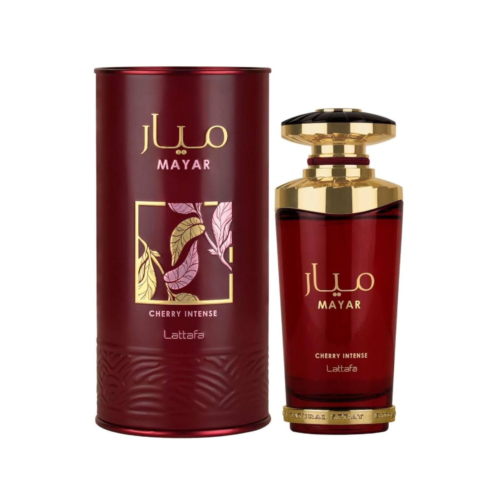 Mayar Cherry Intense Lattafa Unisex EDP 100ml bottle and box packaging authentic store display.