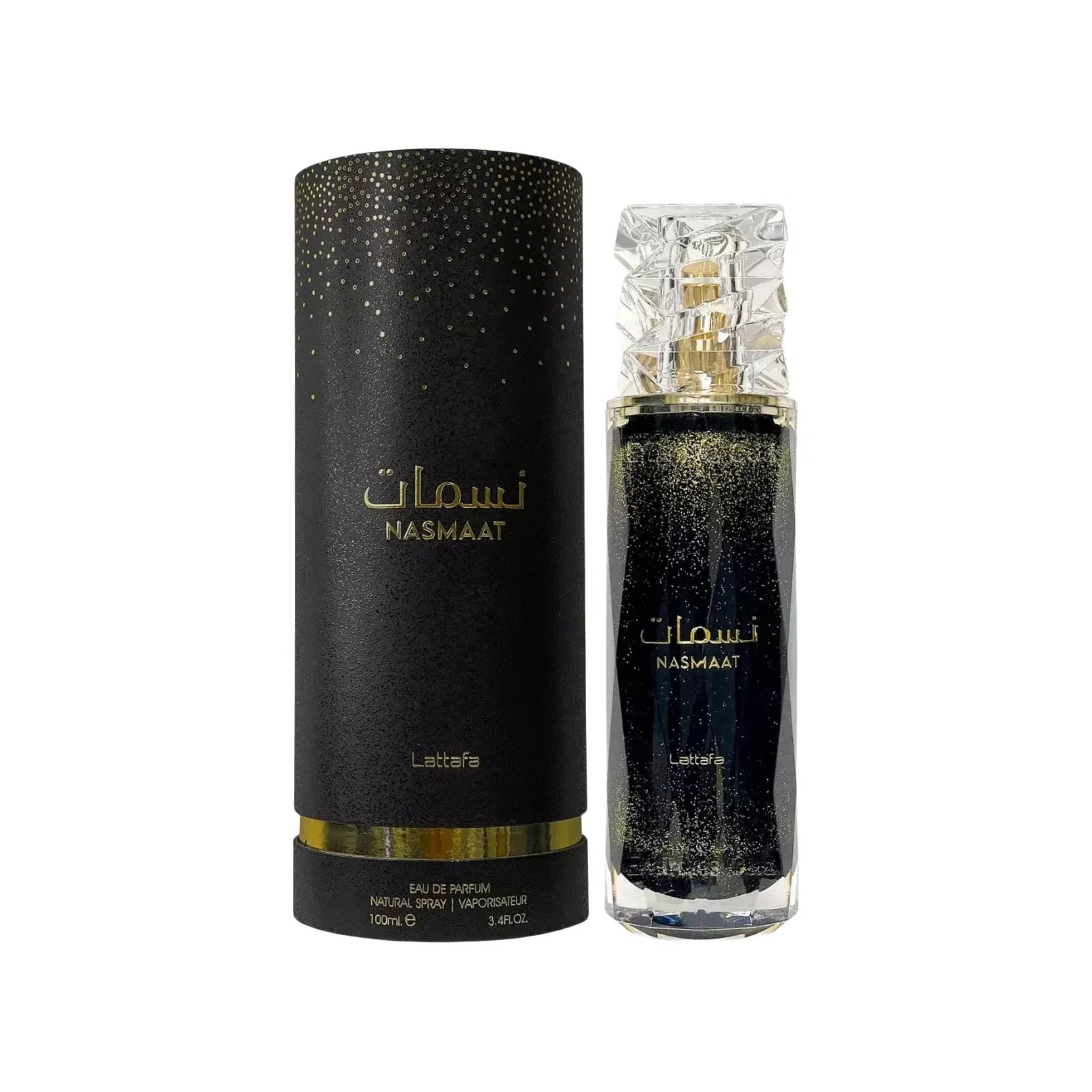 Nasmaat Lattafa Unisex EDP 100ml bottle and box packaging authentic store display