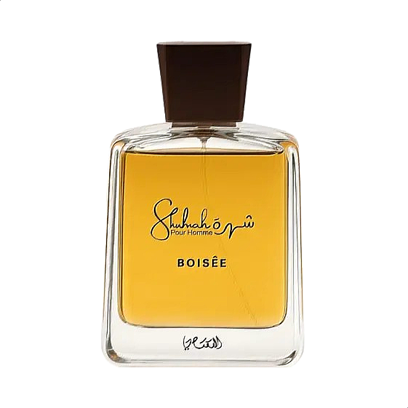 Rasasi Shuhrah Boisee For Men Edp 90ml bottle with amber juice, authentic Rasasi spicy vanilla perfume for men in Pakistan.