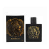 Rayhaan Lion For Men perfume bottle placed next to its official outer box packaging