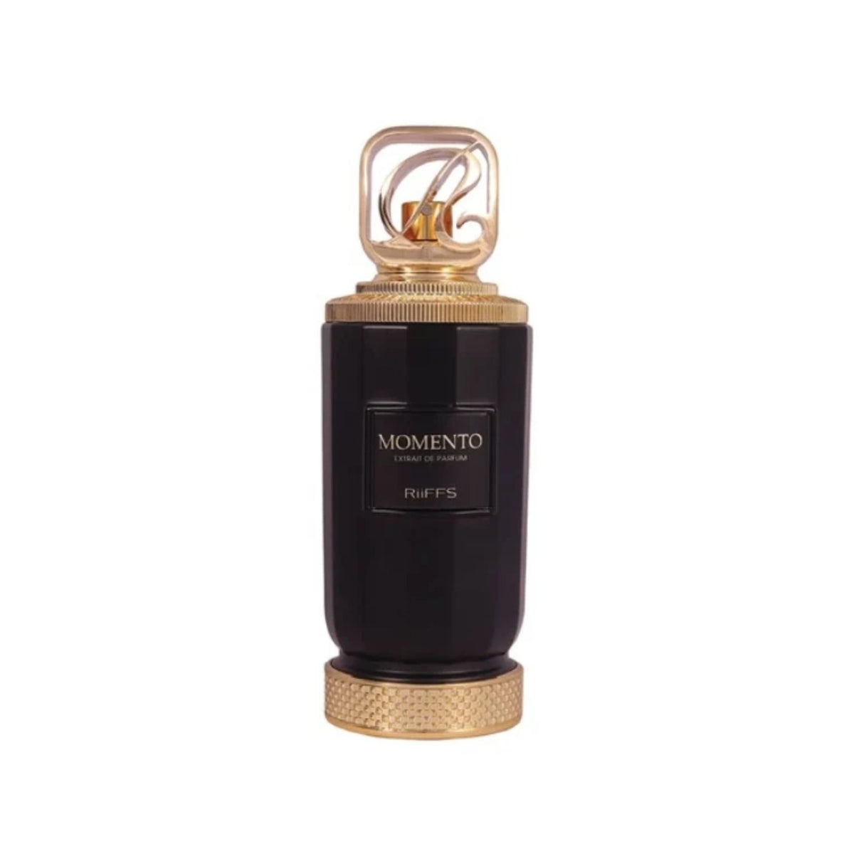 Riiffs Momento EDP 100ml perfume bottle front view showcasing elegant luxury glass design and cap