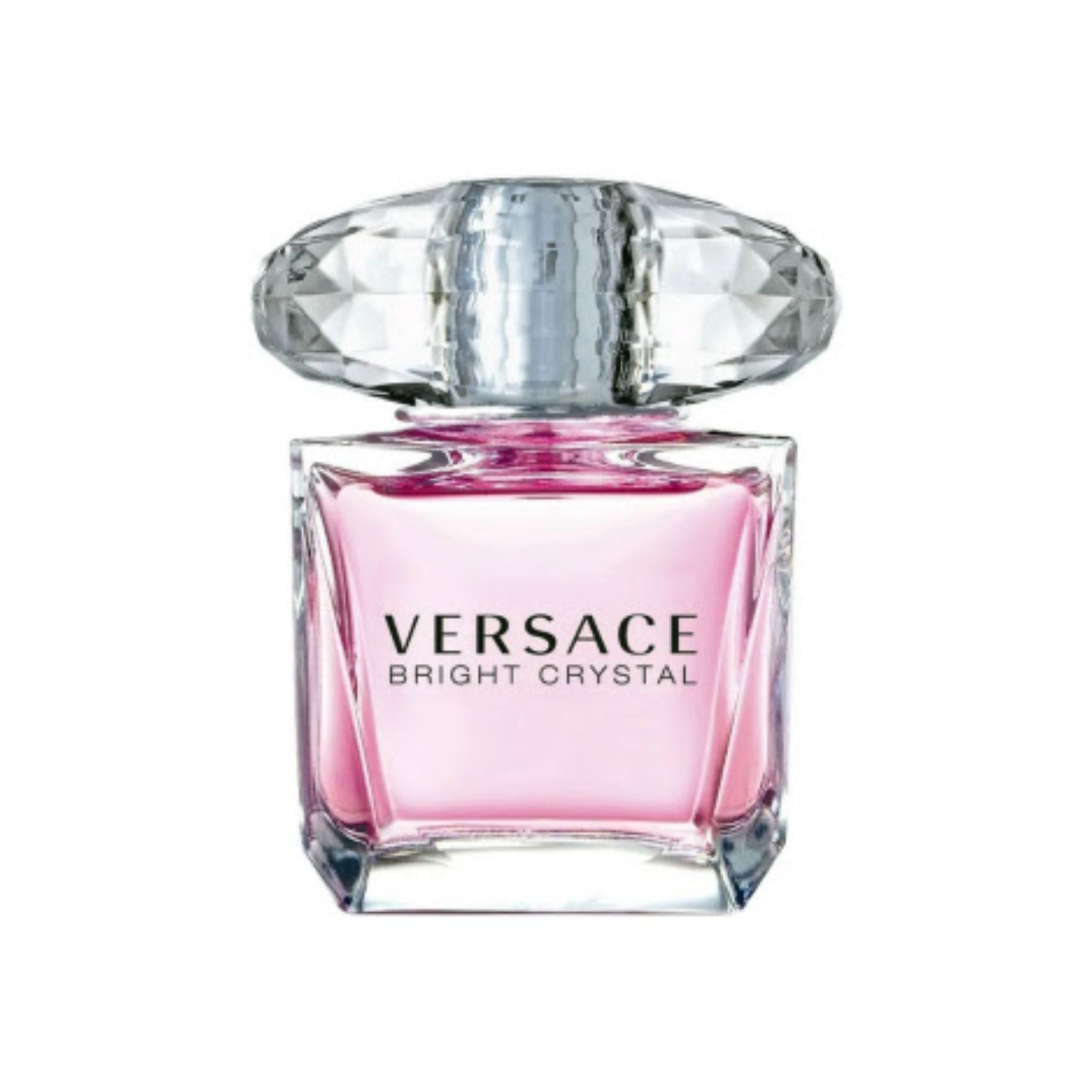 Versace Bright Crystal Women Edt 90ml bottle front view featuring its iconic diamond-like cap.