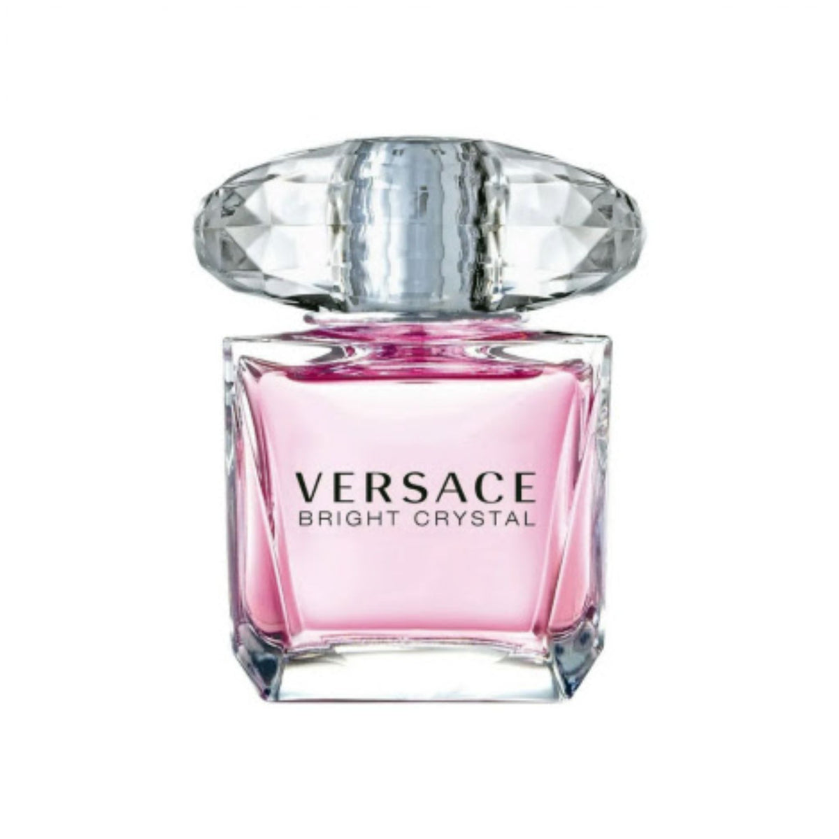 Versace Bright Crystal Women Edt 90ml bottle front view featuring its iconic diamond-like cap.
